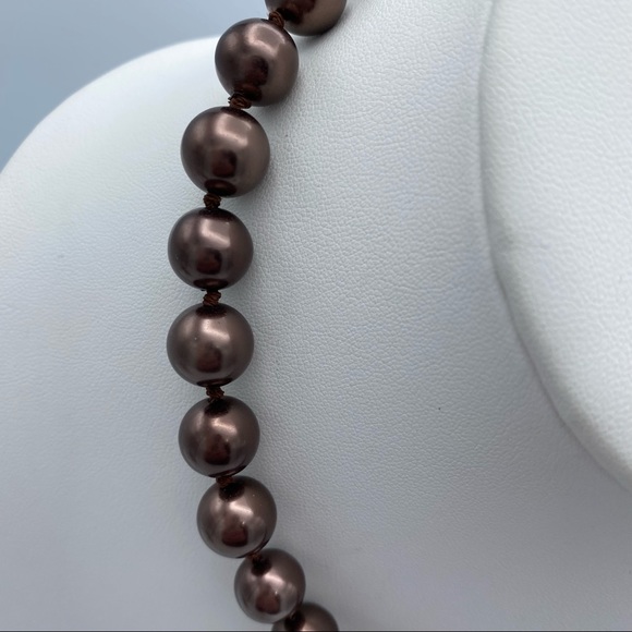 Vintage Faux Pearl Individually Single Knot One Strand Necklace Fishhook Clasp - Picture 6 of 11